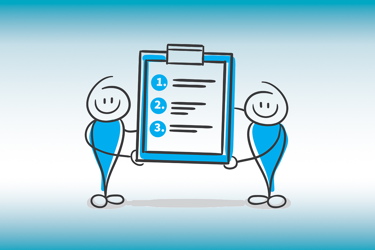 Strichfiguren halten in der Mitte eine Checkliste (Source: ©strichfiguren-Adobe Stock) Strichfiguren halten in der Mitte eine Checkliste
